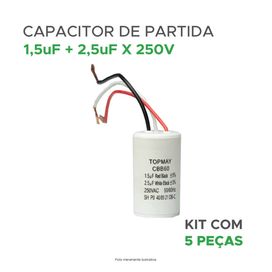 5x Capacitor Partida 3 Fios 1,5uf + 2,5uf - 250v