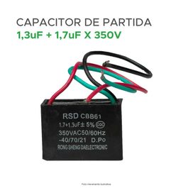 Capacitor Partida 3 Fios 1,7uf + 1,3uf - 350v