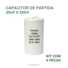 5x Capacitor Partida 25uf - 250v P/ Motor Portão Eletrônico