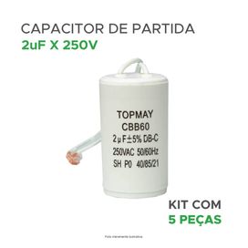 5x Capacitor Partida 2uf - 250v P/ Motor Portão Ventilador