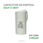 5x Capacitor Partida 60uf - 380v P/ Motor Portão Eletrônico