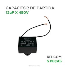 5x Capacitor Partida 12uf - 440v P/ Motor Portão - Quadrado