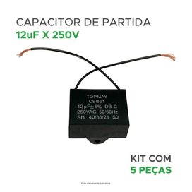 5x Capacitor Partida 12uf - 250v P/ Motor Portão - Quadrado