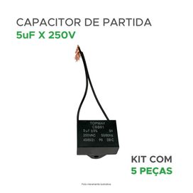 5x Capacitor Partida 5uf - 250v P/ Ventilador - Quadrado