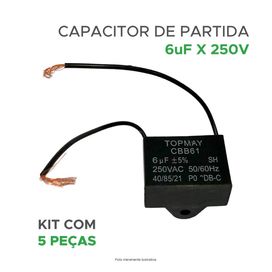 5x Capacitor Partida 6uf - 250v P/ Ventilador - Quadrado