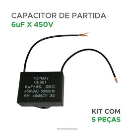 5x Capacitor Partida 6uf - 440v P/ Ventilador - Quadrado