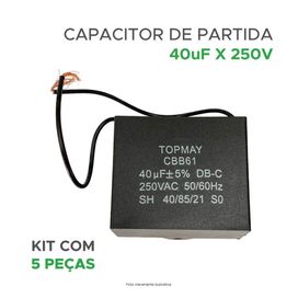 5x Capacitor Partida 40uf - 250v P/ Motor Portão - Quadrado