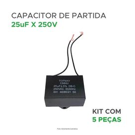 5x Capacitor Partida 25uf - 250v P/ Motor Portão - Quadrado