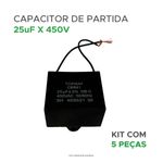 5x Capacitor Partida 25uf - 450v P/ Motor Portão - Quadrado