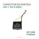 5x Capacitor Partida 3 Fios 3uf + 7uf - 250v - Quadrado