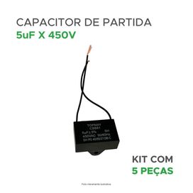 5x Capacitor Partida 5uf - 450v P/ Ventilador - Quadrado