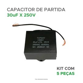 5x Capacitor Partida 30uf - 250v P/ Motor Portão - Quadrado