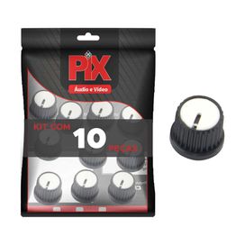 10x Botão Knob Redondo Estriado Com Parafuso Ad209 - Branco