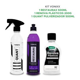 Kit Auto Restaurax + Quant + Renova Plástico 200ml Vonixx