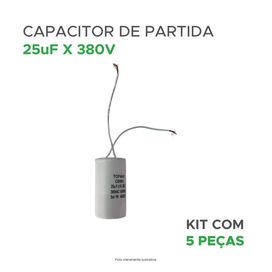 5x Capacitor Partida 25uf - 380v P/ Motor Portão Eletrônico