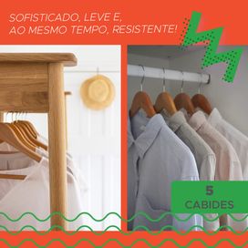 Cabide De Madeira Kit 5 Unidades Adulto Verniz - Mixtou