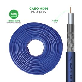 Cabo Cftv Hd 7.5mm - Hd14 Rolo Com 100 Metros 100% Cobre