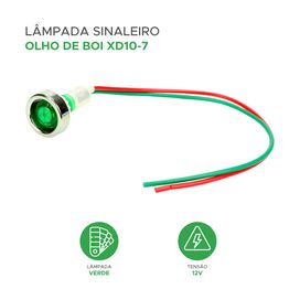 10x Lâmpada Sinaleiro Olho de Boi Xd10-7/12v Verde - ChipSCE