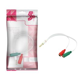 Cabo Adaptador P3 macho x 2x P2 Fêmea Para Microfone e Headset - 5+