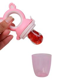 Porta Fruta Chupeta Alimentação Silicone Bebê BPA Free Rosa