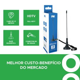 Antena de Tv Digital 5 Em 1 HDTV VHF UHF FM Cabo 1.5m - PIX