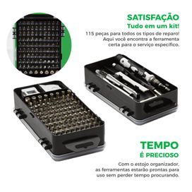Conjunto de Ferramentas Chave Fenda/Philips/Torx - 115 Pçs