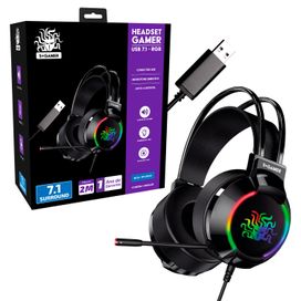 Headset Fone Gamer 7.1 Led Rgb Mic Usb Ajustável Cabo 2m