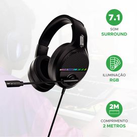 Fone Gamer Headset 7.1 Led Rgb Mic Usb Ajustável Cabo 2m