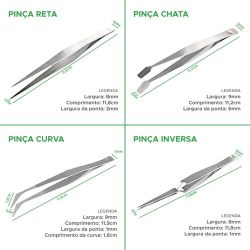 Kit 4 Pinças Anatômicas Precisão Profissional - KOKAY