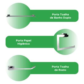 Kit Acessórios Quadrado Luxo Banheiro Inox 5 Peças