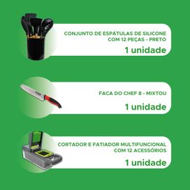 Kit Utensílios de Silicone + Faca do Chef + Fatiador 12 Em 1