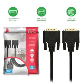 Cabo Dvi-d x Dvi-d Macho Banhado Ouro Profissional - 5+