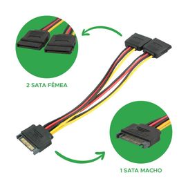 Cabo Força Y Sata Para Fonte Energia Duplo - 5+