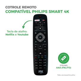 Controle Remoto Compatível Tv Philips Smart 4k