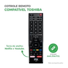 Controle Remoto Compatível Toshiba CT-8547 - Smart TV
