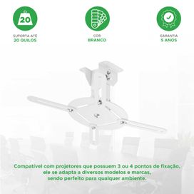 Suporte Projetor De Teto Parede Datashow 13cm - Branco