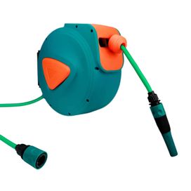 Mangueira De Água C/ Enrolador Retrátil Automático E Suporte