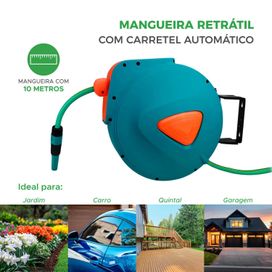 Mangueira De Água C/ Enrolador Retrátil Automático E Suporte