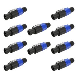 10x Plug Speakon 4 Polos Azul Profissional Série Hard - PIX