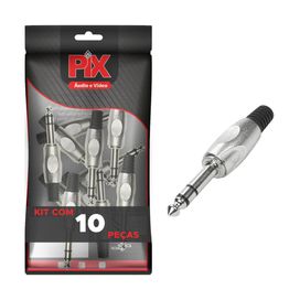 10x Plug P10 Estéreo Profissional Série Soft - PIX