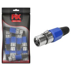 10x Plug Cannon Fêmea Azul Série Chrome - PIX