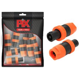 10x Plug Speakon Laranja 4 Polos Profissional Série Prime - PIX