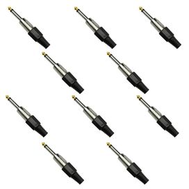 10x Plug P10 Mono Preto Profissional Série Chrome - PIX