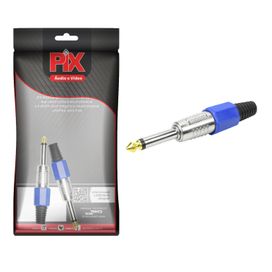 10x Plug P10 Mono Azul Profissional Série Chrome - PIX