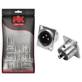 10x Conector Xlr Cannon Macho Preto para Painel - PIX