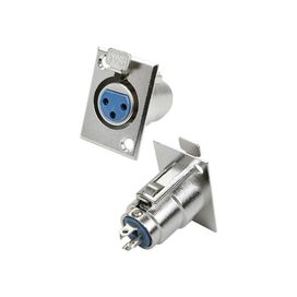 10x Conector Xlr Cannon Fêmea Azul Para Painel Com Trava - PIX