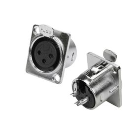 10x Conector Xlr Cannon Fêmea Preto Para Painel Com Trava - PIX
