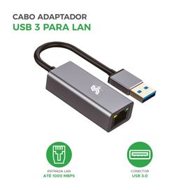 Cabo Adaptador Ethernet Usb 3.0 Rede - Rj45 10/100/1000 Mbps