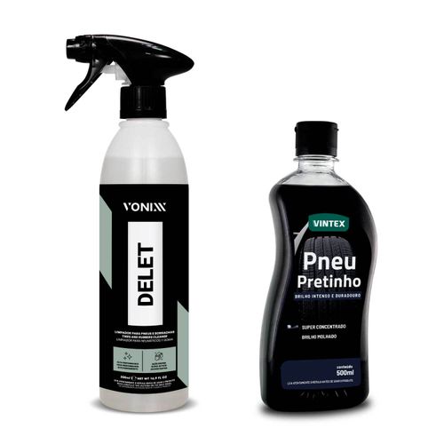 Kit Limpeza Vonixx Pneu Pretinho 500ml + Delet 500ml