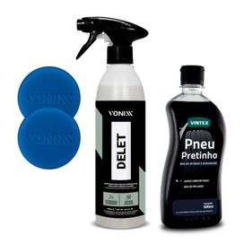 Kit Vonixx Pneu Pretinho 500ml + Delet 500ml + 2 Aplicadores